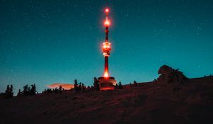 Preview wallpaper tower, building, backlight, night