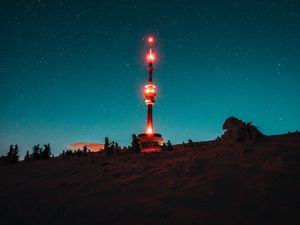 Preview wallpaper tower, building, backlight, night