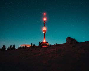 Preview wallpaper tower, building, backlight, night