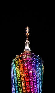 Preview wallpaper tower, building, backlight, colorful, architecture