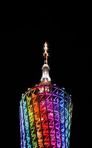 Preview wallpaper tower, building, backlight, colorful, architecture