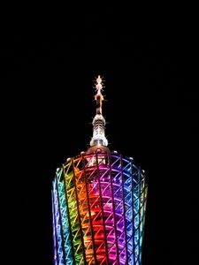 Preview wallpaper tower, building, backlight, colorful, architecture