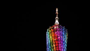 Preview wallpaper tower, building, backlight, colorful, architecture