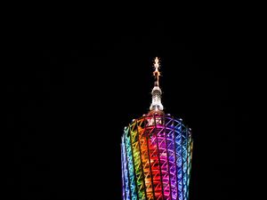 Preview wallpaper tower, building, backlight, colorful, architecture