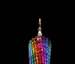 Preview wallpaper tower, building, backlight, colorful, architecture