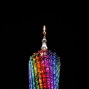 Preview wallpaper tower, building, backlight, colorful, architecture