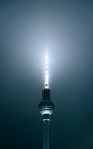 Preview wallpaper tower, building, backlight, light, night
