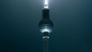 Preview wallpaper tower, building, backlight, light, night