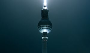 Preview wallpaper tower, building, backlight, light, night