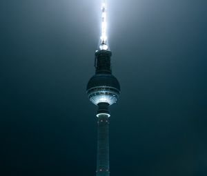Preview wallpaper tower, building, backlight, light, night