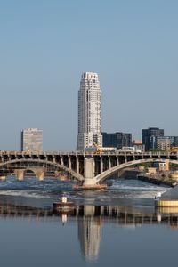 Preview wallpaper tower, building, bridge, river