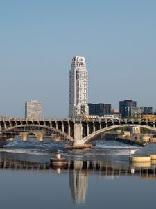 Preview wallpaper tower, building, bridge, river