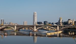 Preview wallpaper tower, building, bridge, river