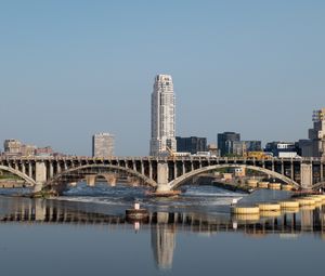 Preview wallpaper tower, building, bridge, river