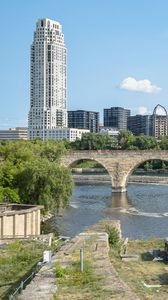 Preview wallpaper tower, building, bridge, river, architecture