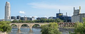 Preview wallpaper tower, building, bridge, river, architecture