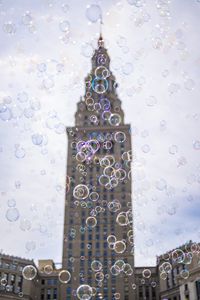 Preview wallpaper tower, building, bubbles, blur