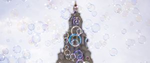 Preview wallpaper tower, building, bubbles, blur