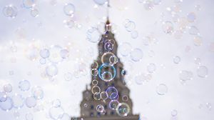 Preview wallpaper tower, building, bubbles, blur