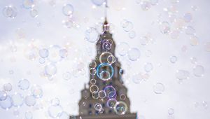 Preview wallpaper tower, building, bubbles, blur