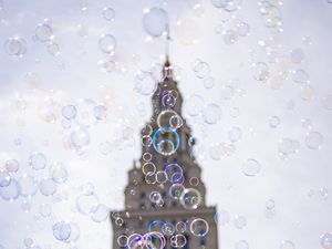 Preview wallpaper tower, building, bubbles, blur