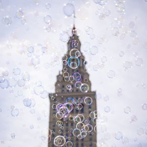 Preview wallpaper tower, building, bubbles, blur