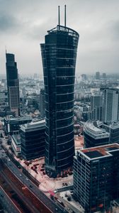 Preview wallpaper tower, building, city, aerial view, architecture