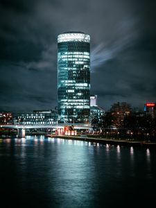 Preview wallpaper tower, building, city, night, lights, dark