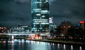 Preview wallpaper tower, building, city, night, lights, dark