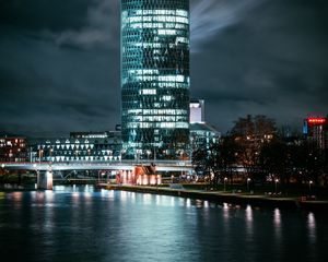 Preview wallpaper tower, building, city, night, lights, dark