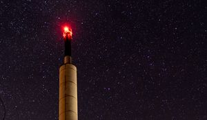 Preview wallpaper tower, building, dark, night, starry sky