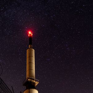 Preview wallpaper tower, building, dark, night, starry sky