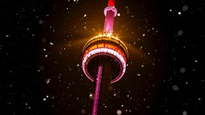 Preview wallpaper tower, building, light, snow, night