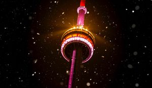 Preview wallpaper tower, building, light, snow, night
