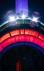 Preview wallpaper tower, building, light, backlight, night