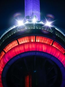 Preview wallpaper tower, building, light, backlight, night