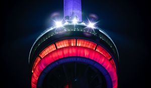 Preview wallpaper tower, building, light, backlight, night