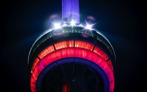 Preview wallpaper tower, building, light, backlight, night