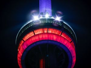 Preview wallpaper tower, building, light, backlight, night