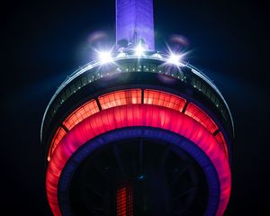Preview wallpaper tower, building, light, backlight, night