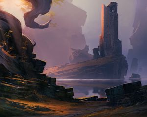 Preview wallpaper tower, building, ruins, art