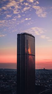 Preview wallpaper tower, building, skyscraper, city, dusk