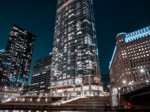 Preview wallpaper tower, building, skyscraper, architecture, city, night