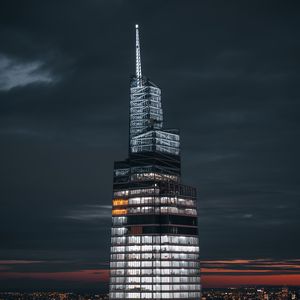 Preview wallpaper tower, building, skyscraper, architecture, city, aerial view