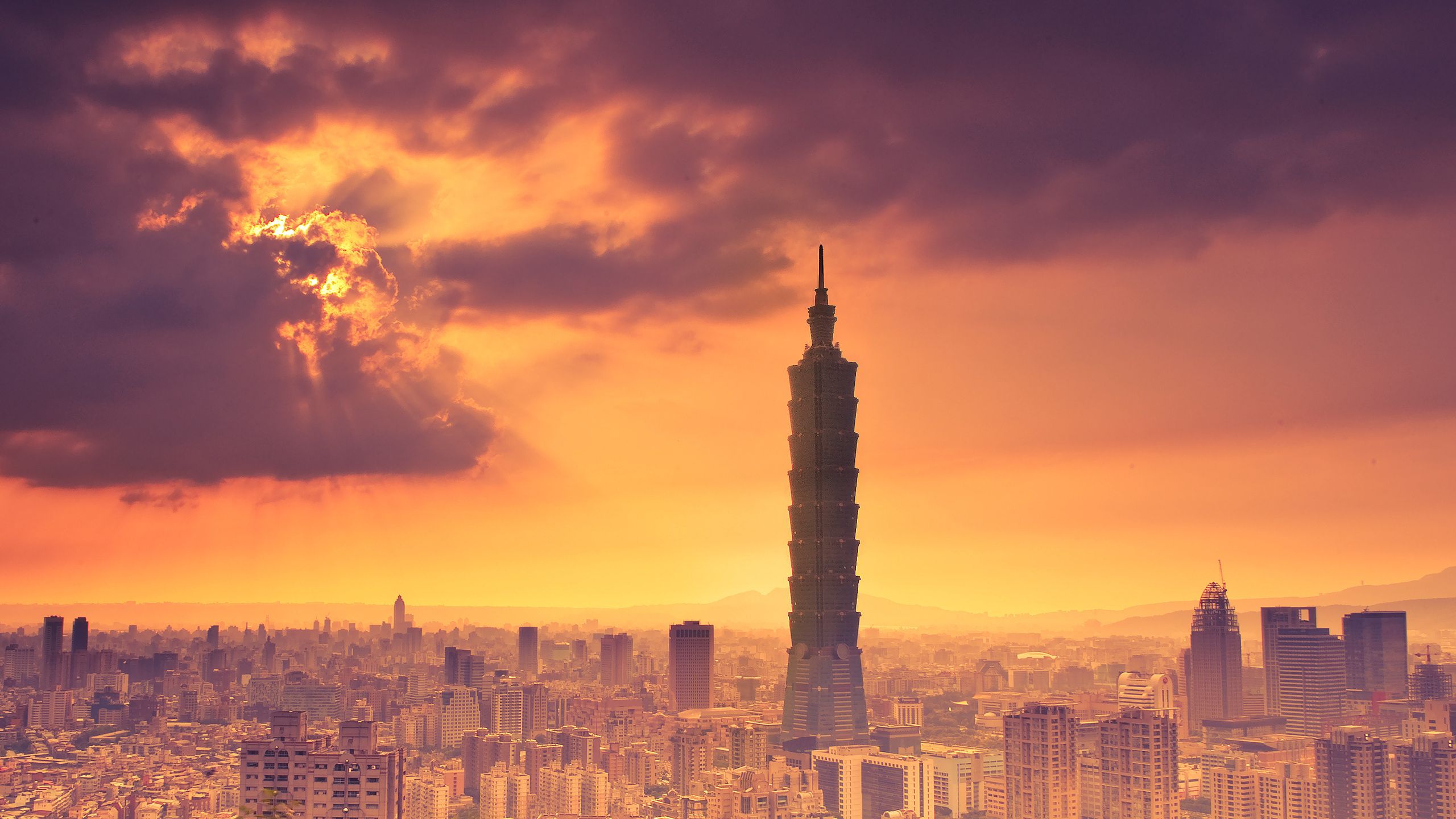 Download wallpaper 2560x1440 tower, building, taipei, taiwan, china ...