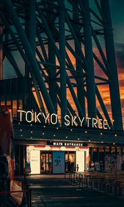 Preview wallpaper tower, building, tokyo skytree, tokyo, japan, evening