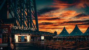 Preview wallpaper tower, building, tokyo skytree, tokyo, japan, evening