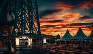 Preview wallpaper tower, building, tokyo skytree, tokyo, japan, evening