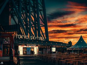 Preview wallpaper tower, building, tokyo skytree, tokyo, japan, evening