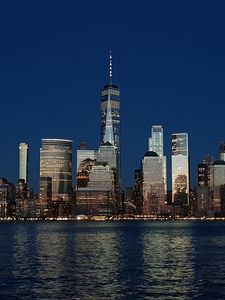 Preview wallpaper tower, buildings, architecture, sea, evening